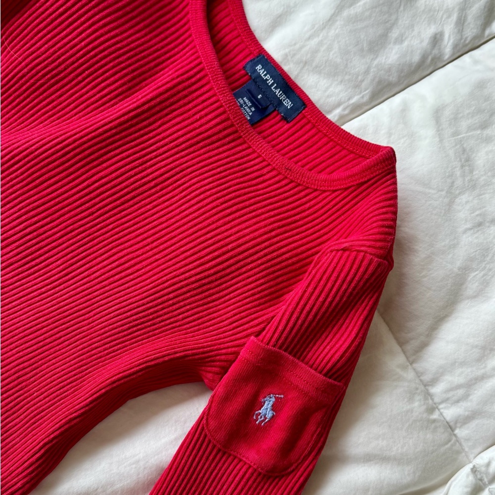 Ralph Lauren young girls 4/5 Red  Ribbed Pull Over Top